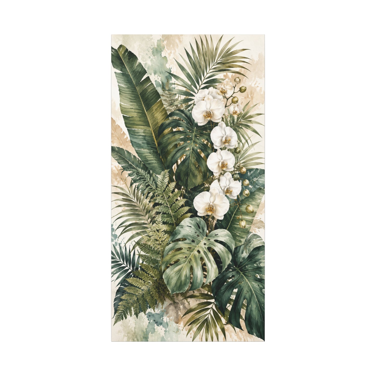 Tropical Orchid Canvas Wall Art — Botanical Greenery Stretched Canvas