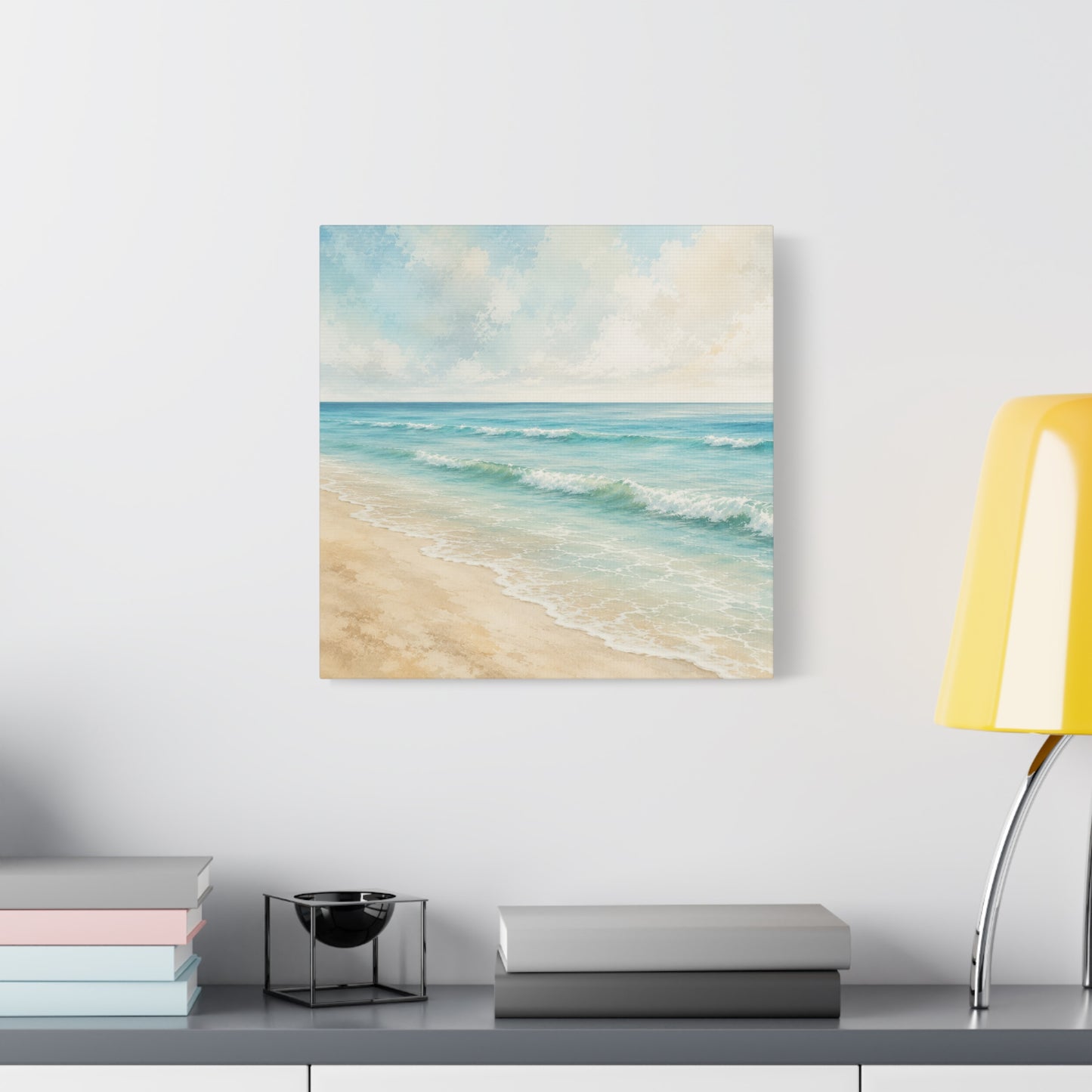 Beach Waves Unframed Canvas Wall Art – Calm Coastal Seascape Print