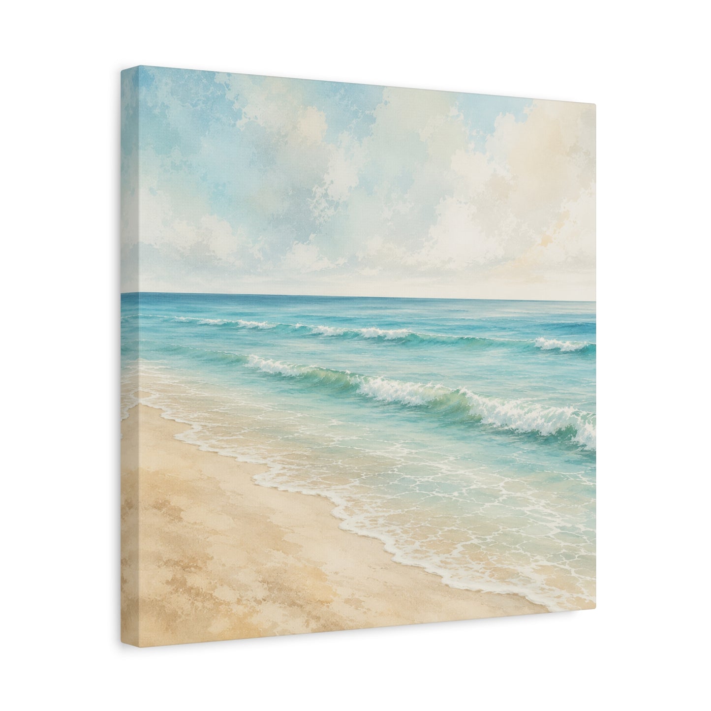 Beach Waves Unframed Canvas Wall Art – Calm Coastal Seascape Print