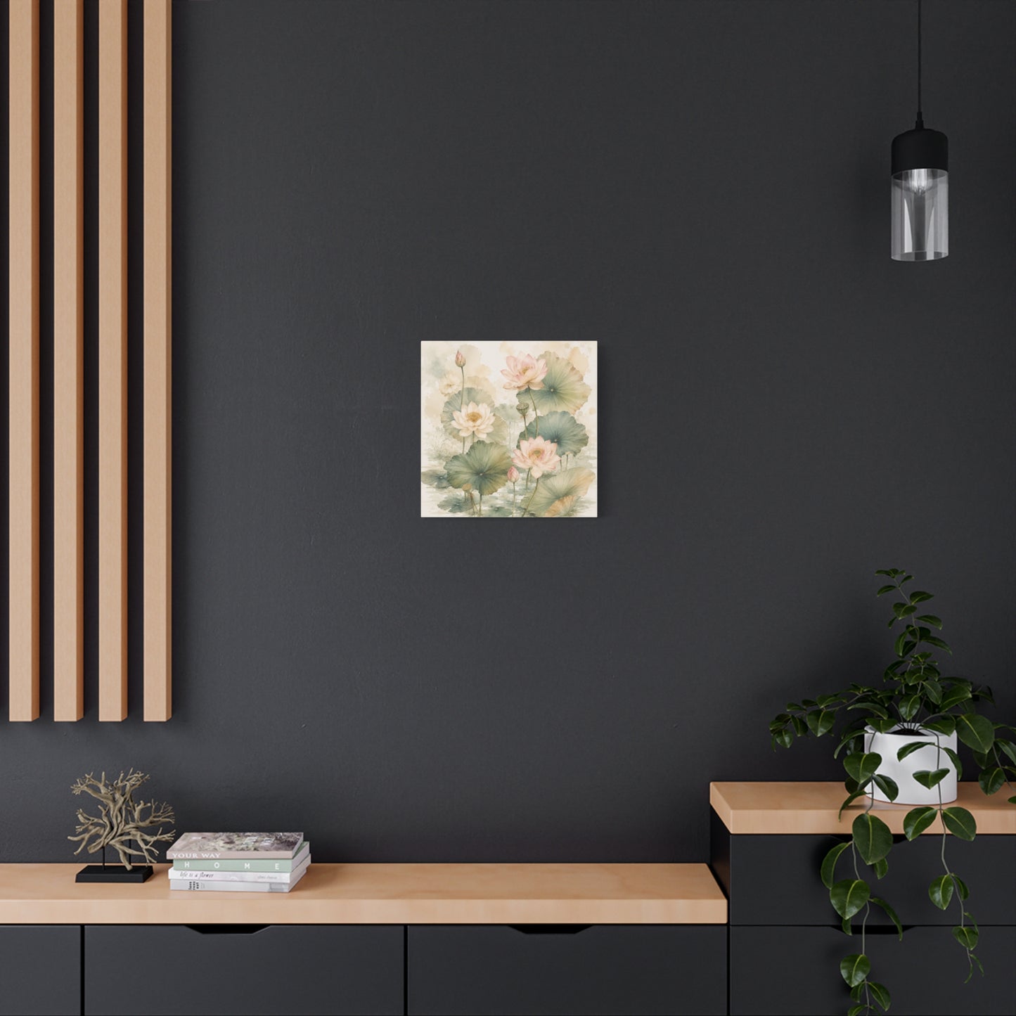 Lotus Watercolor Canvas Wall Art — Matte Stretched 1.25"