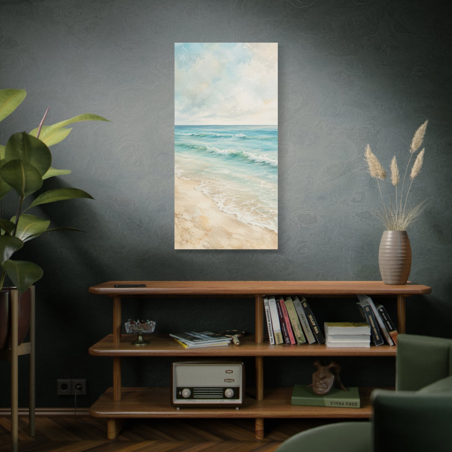 Beach Waves Unframed Canvas Wall Art – Calm Coastal Seascape Print