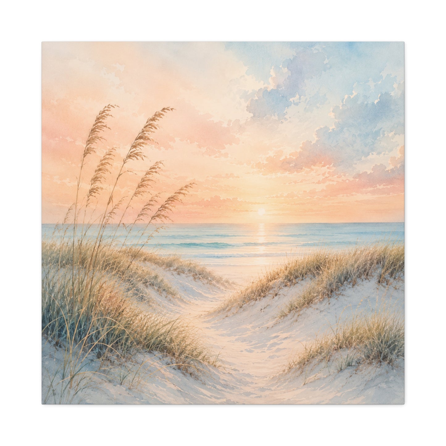 Coastal Sunrise Unframed Canvas Print - Matte Stretched Beach Dune Wall Art