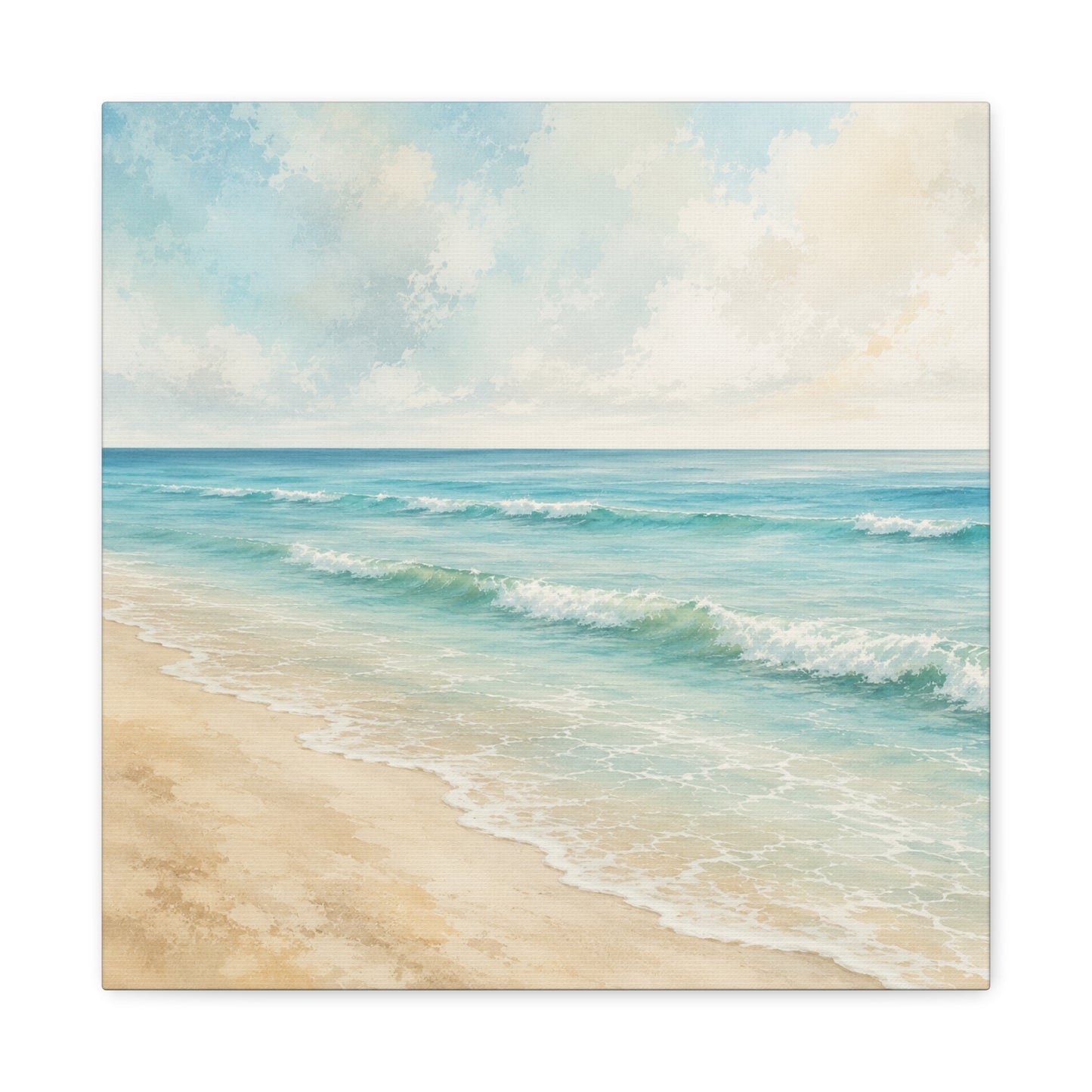 Beach Waves Unframed Canvas Wall Art – Calm Coastal Seascape Print