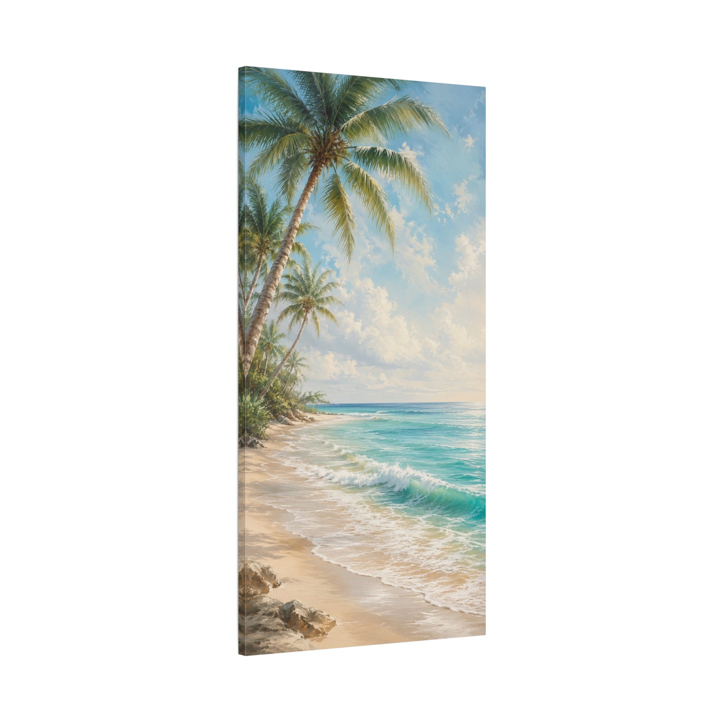 Tropical Beach Canvas Wall Art – Palm Trees & Ocean Seascape Matte Stretched