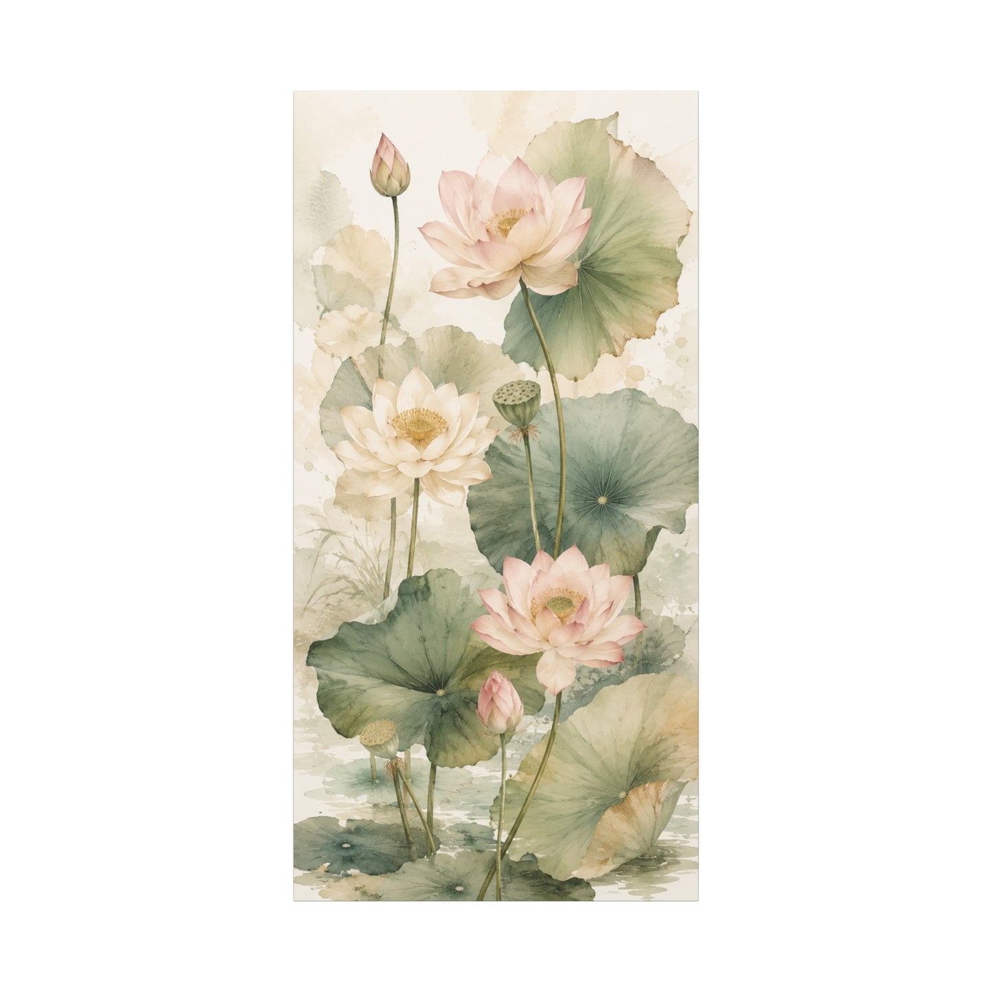 Lotus Watercolor Canvas Wall Art — Matte Stretched 1.25"