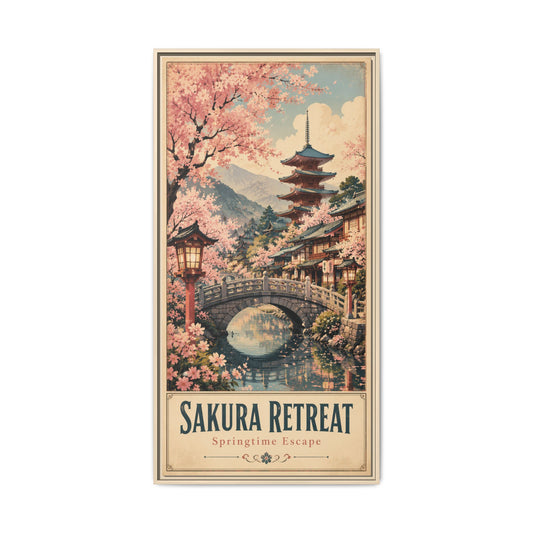 Sakura Retreat Matte Canvas Print — Framed Springtime Escape Wall Art