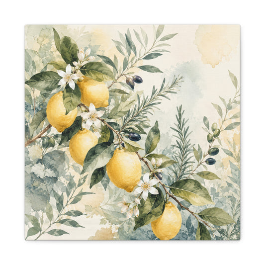Lemon Branch Matte Canvas Wall Art - Stretched 1.25"