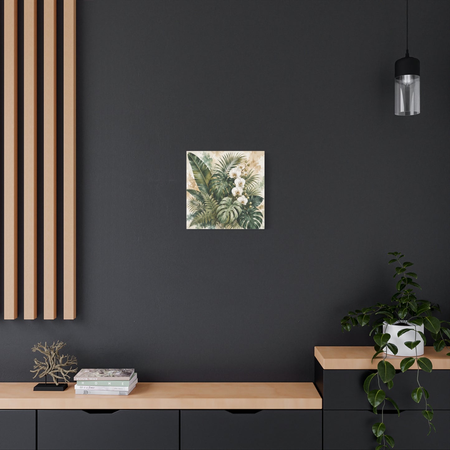 Tropical Orchid Canvas Wall Art — Botanical Greenery Stretched Canvas