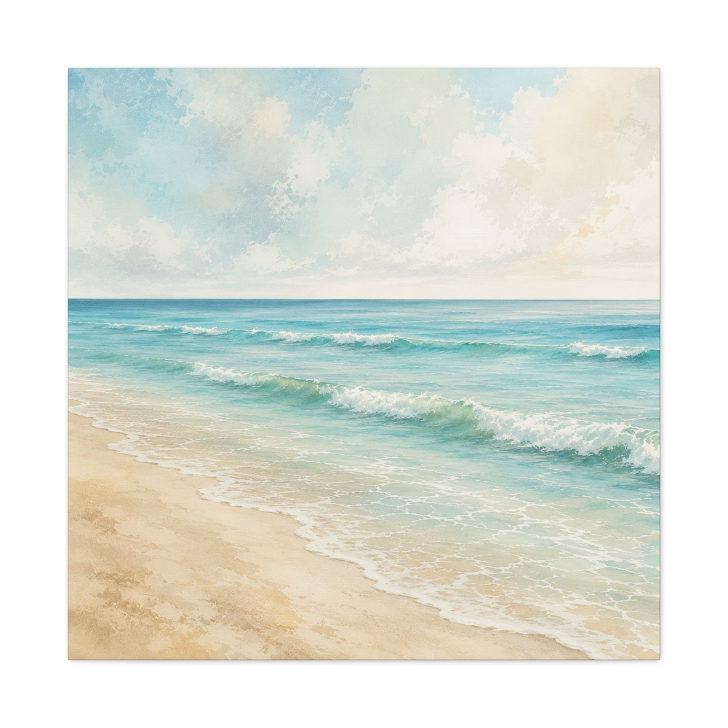 Beach Waves Unframed Canvas Wall Art – Calm Coastal Seascape Print