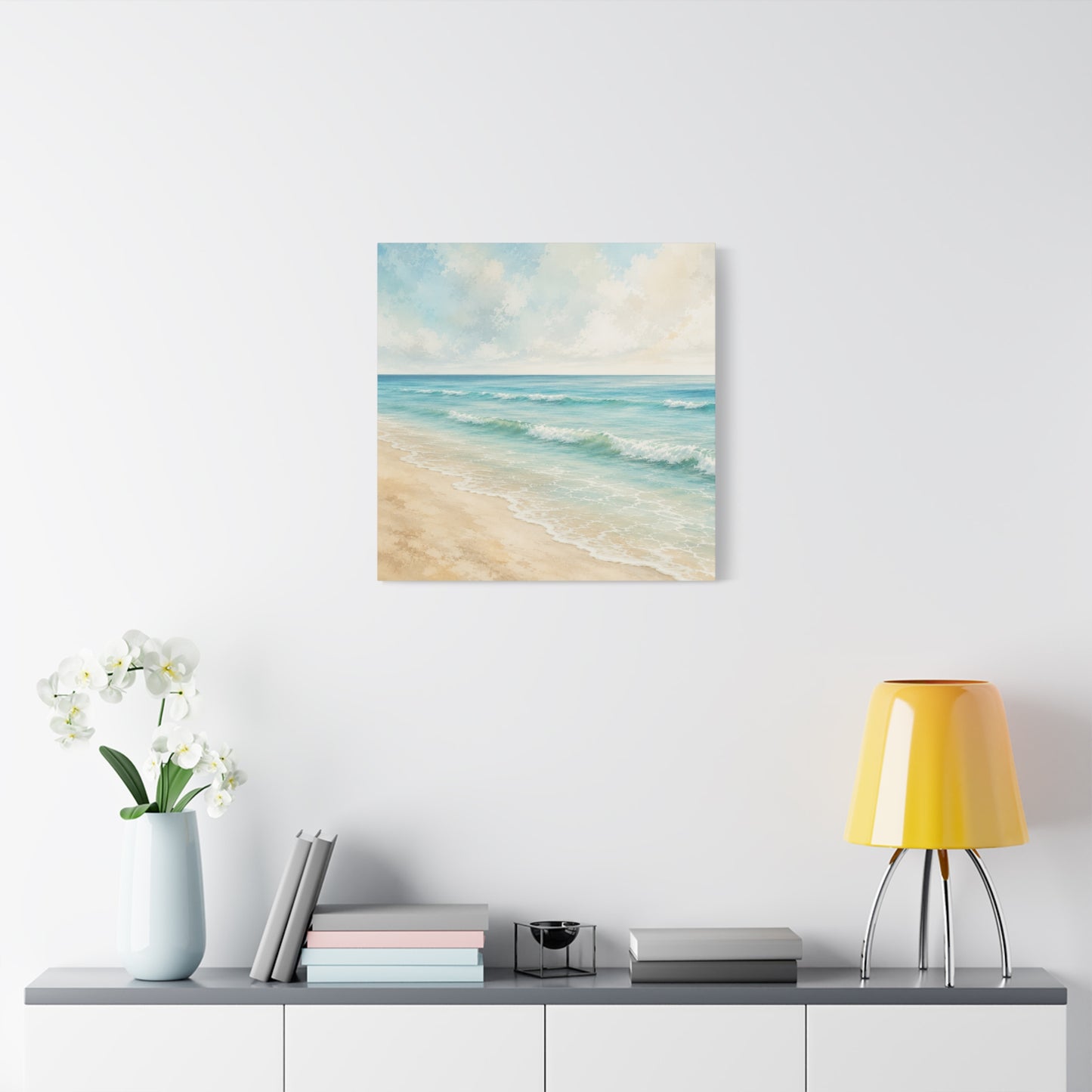 Beach Waves Unframed Canvas Wall Art – Calm Coastal Seascape Print