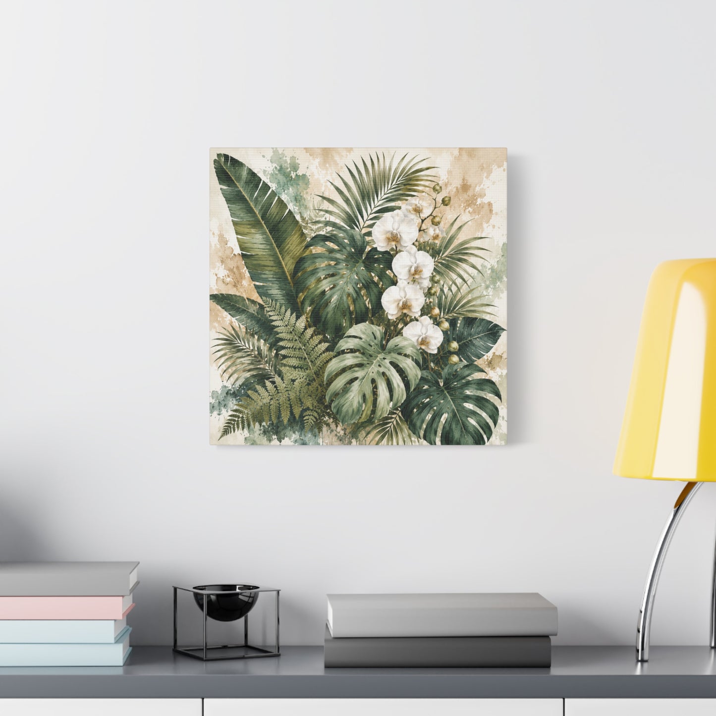 Tropical Orchid Canvas Wall Art — Botanical Greenery Stretched Canvas