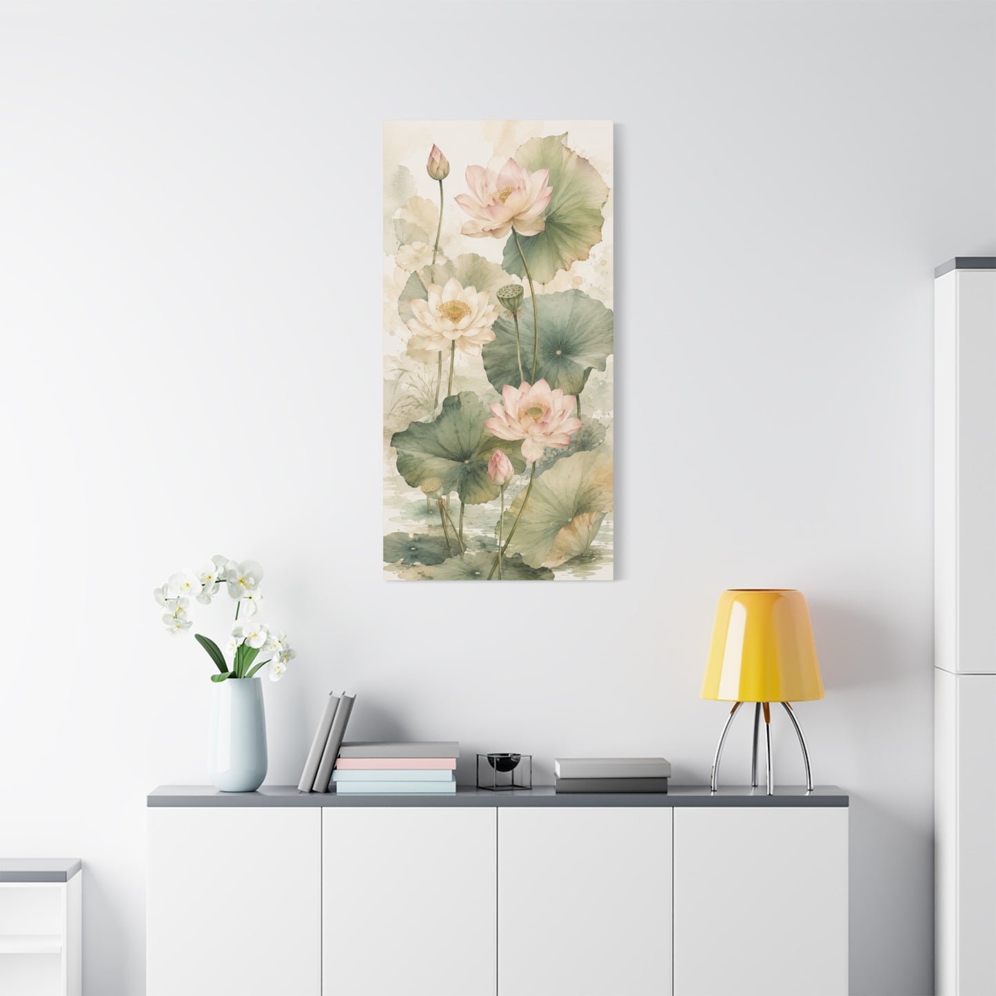 Lotus Watercolor Canvas Wall Art — Matte Stretched 1.25"
