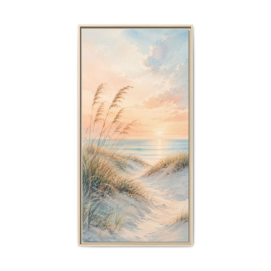Sunset Dune Beach Canvas Print — Framed Matte Coastal Wall Art