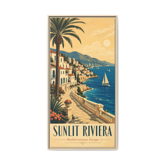 Sunlit Riviera Matte Canvas Print — Framed Mediterranean Coastal Art