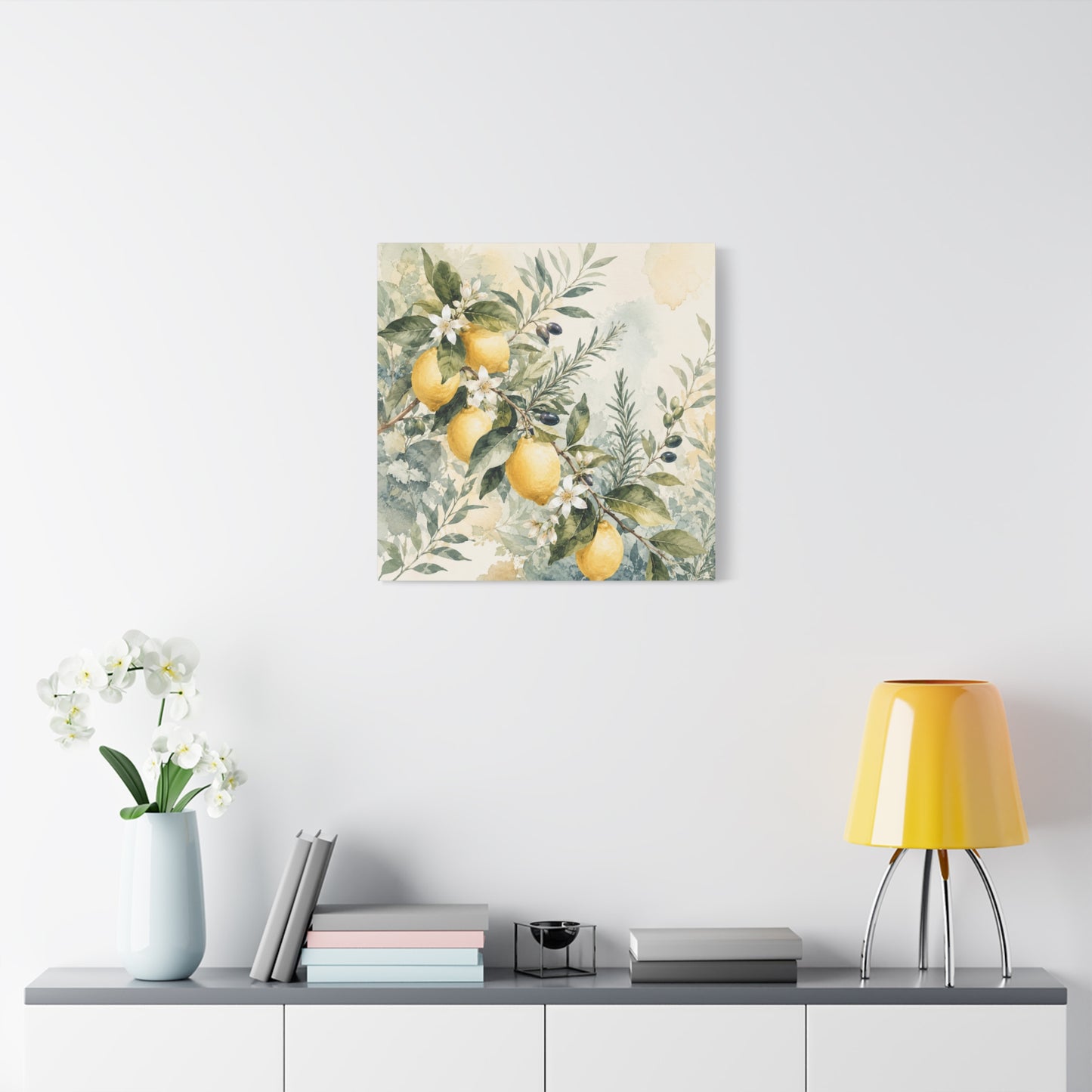 Lemon Branch Matte Canvas Wall Art - Stretched 1.25"