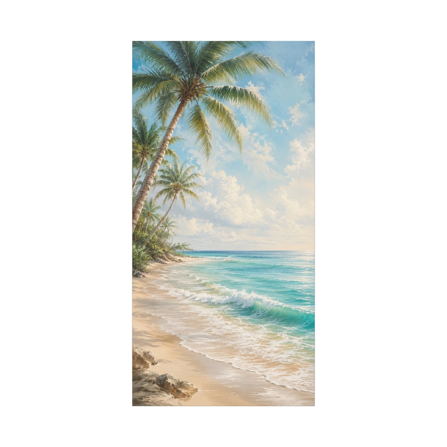Tropical Beach Canvas Wall Art – Palm Trees & Ocean Seascape Matte Stretched