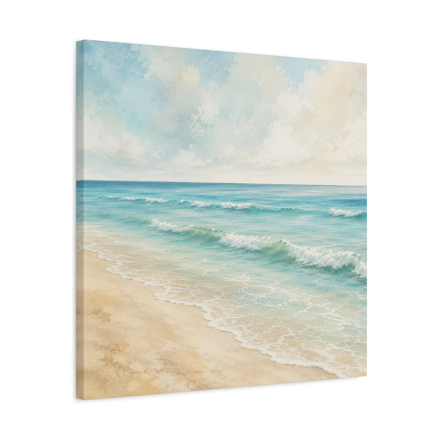 Beach Waves Unframed Canvas Wall Art – Calm Coastal Seascape Print