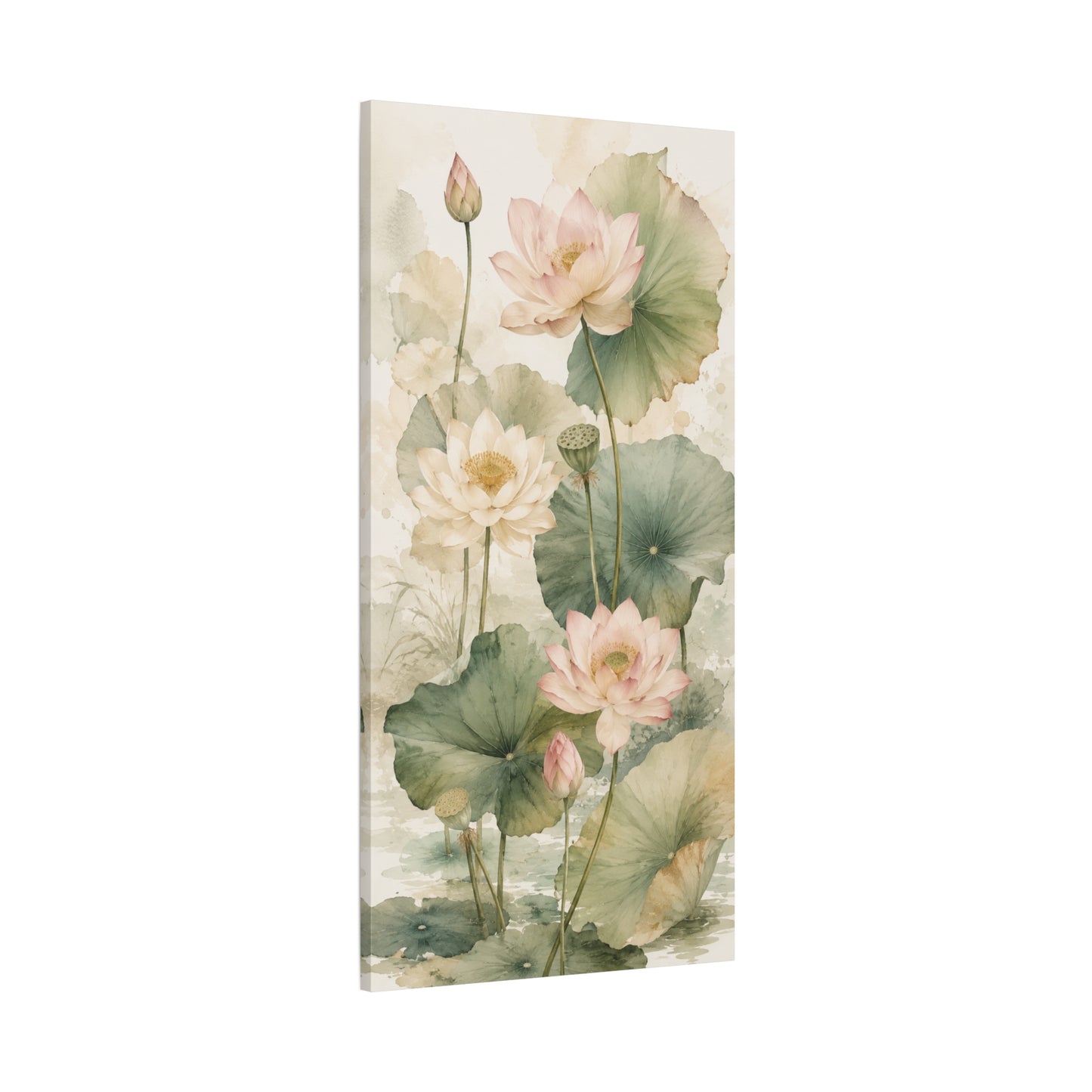 Lotus Watercolor Canvas Wall Art — Matte Stretched 1.25"
