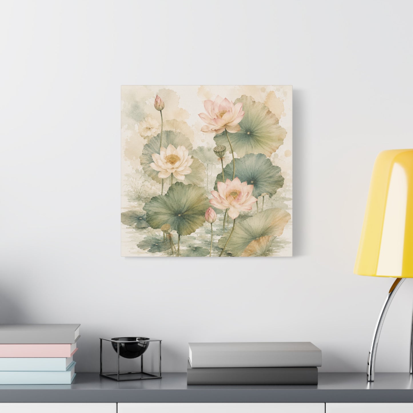 Lotus Watercolor Canvas Wall Art — Matte Stretched 1.25"