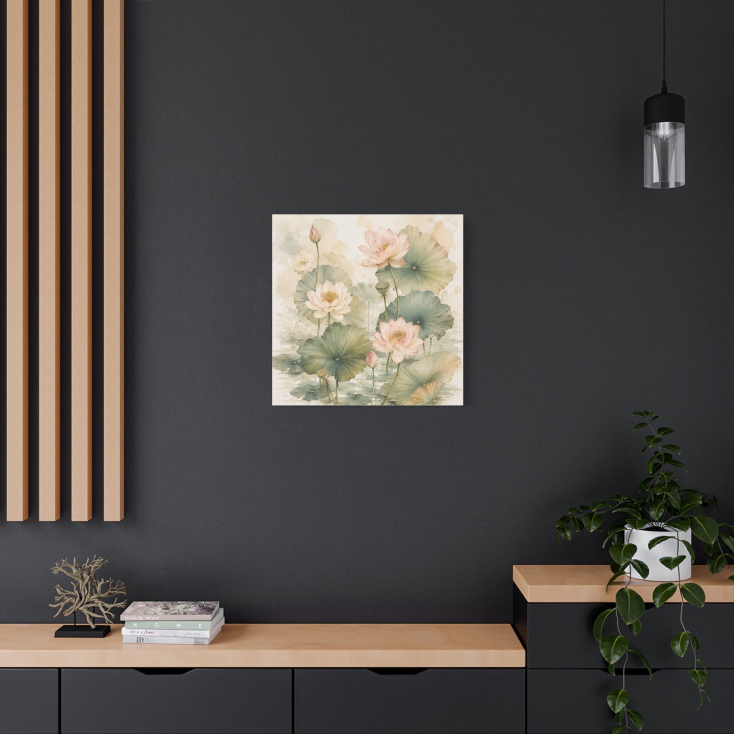 Lotus Watercolor Canvas Wall Art — Matte Stretched 1.25"