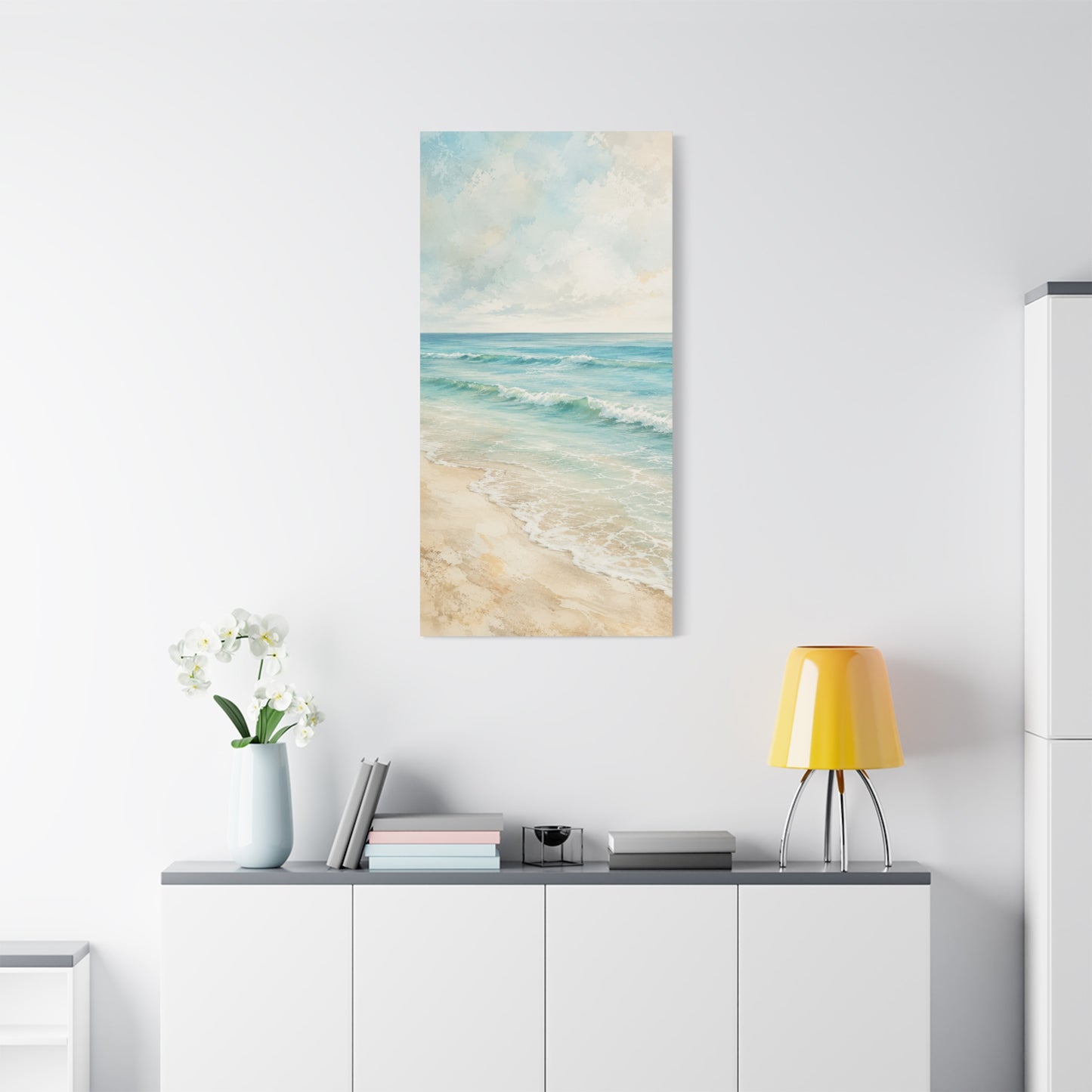 Beach Waves Unframed Canvas Wall Art – Calm Coastal Seascape Print