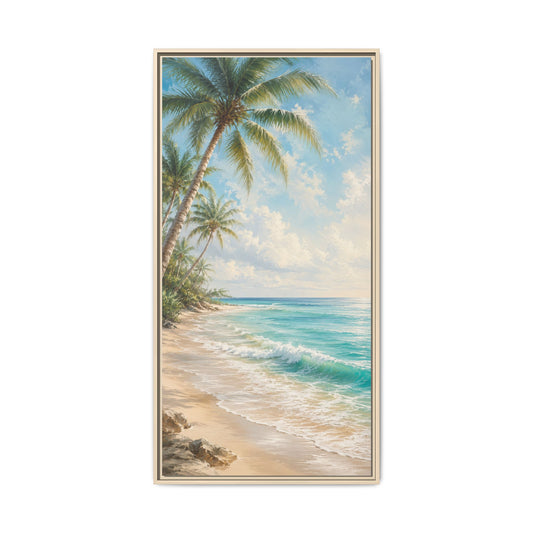 Tropical Beach Canvas Print — Framed Matte Seascape Wall Art