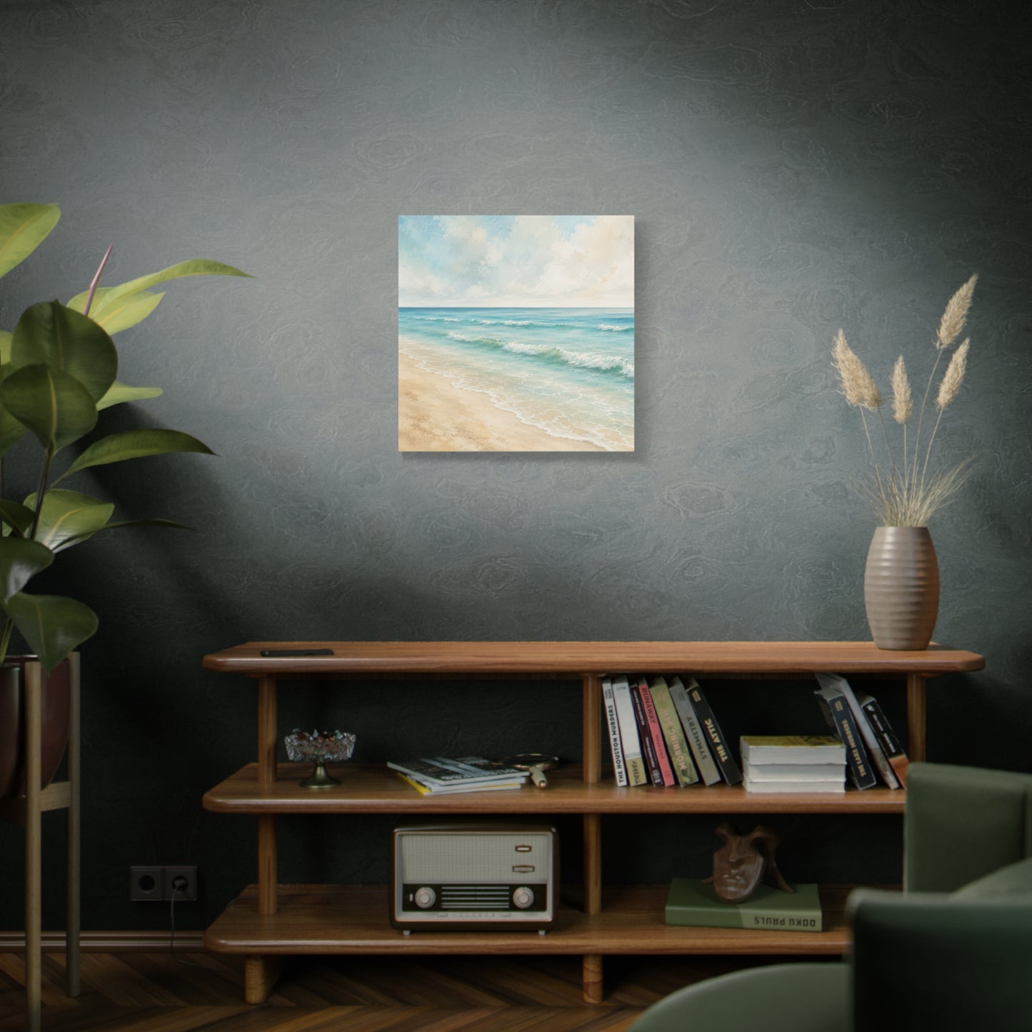 Beach Waves Unframed Canvas Wall Art – Calm Coastal Seascape Print
