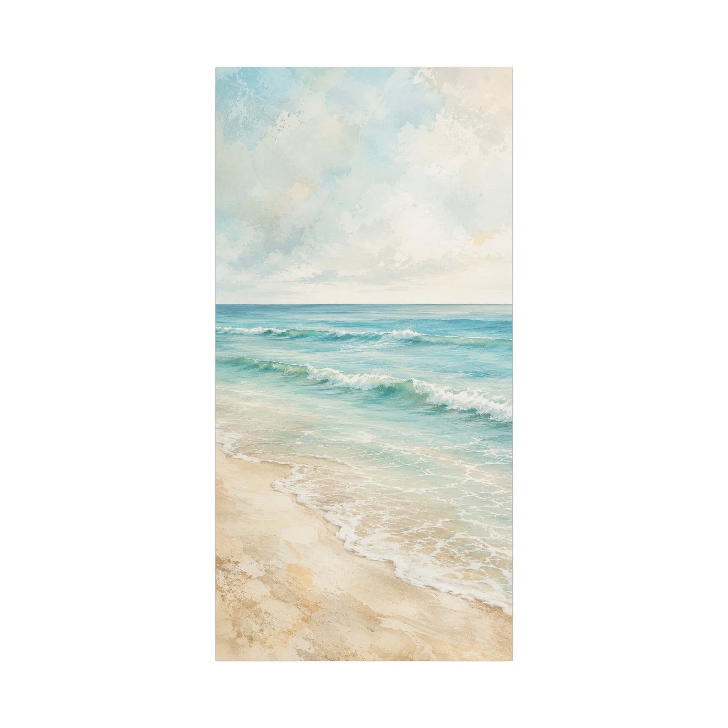 Beach Waves Unframed Canvas Wall Art – Calm Coastal Seascape Print