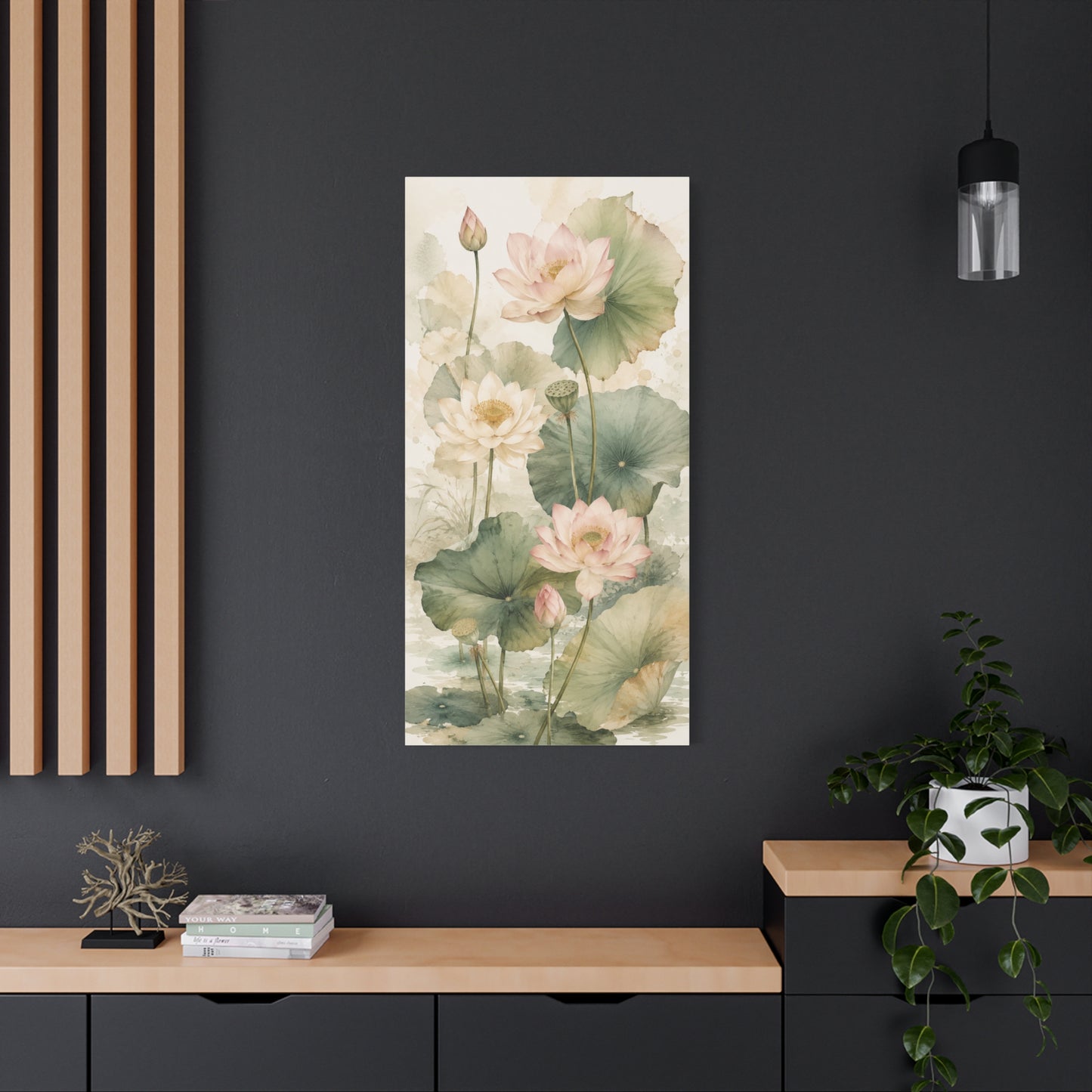 Lotus Watercolor Canvas Wall Art — Matte Stretched 1.25"