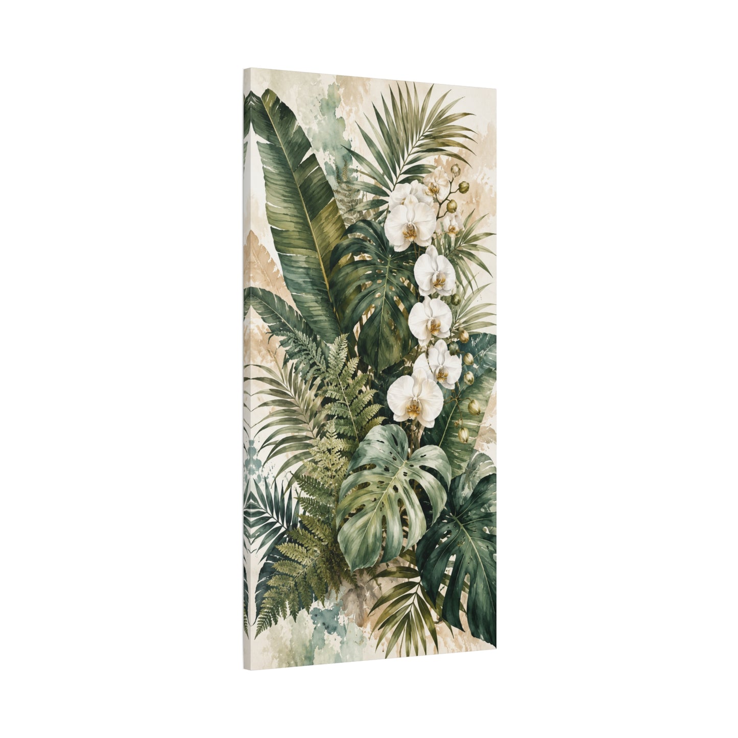 Tropical Orchid Canvas Wall Art — Botanical Greenery Stretched Canvas