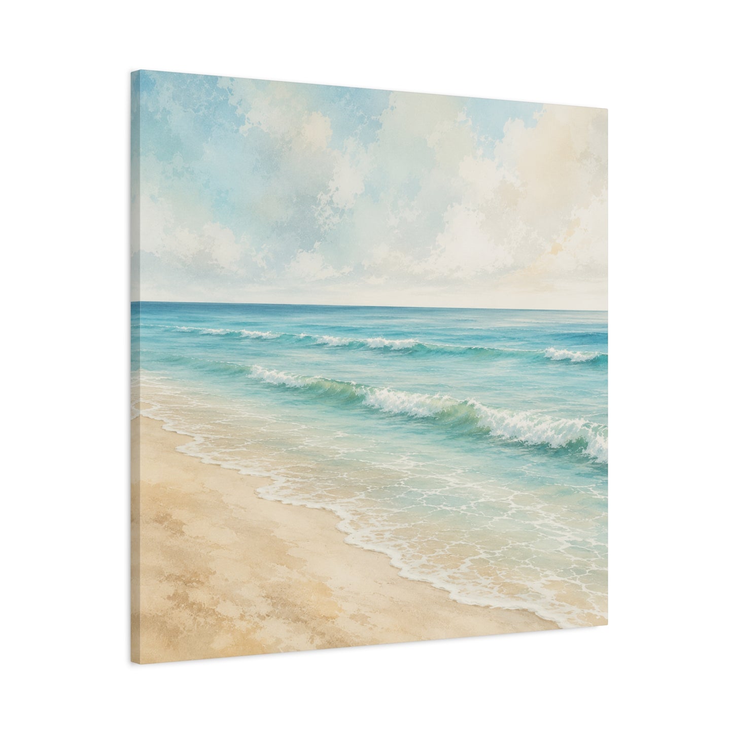 Beach Waves Unframed Canvas Wall Art – Calm Coastal Seascape Print